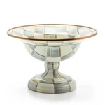 Mackenzie Childs Sterling Check Compote Bowl 10 Oz. 7.5" Dia. New Box!. Fixed Price $115.00.