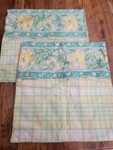 Set Of 2 April Cornell Pillow Covers 15" Square Blue Green Yellow Plaid Flowers. Fixed Price $40.00.