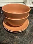 4 Threshold Target 2 Bowls Plates Avesta Stoneware Terra Cotta Exc Cond. Fixed Price $35.00.