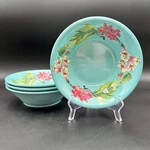 Cynthia Rowley Hibiscus Tropical Melamine SET/4 Cereal Bowls Blue Pink Floral. Fixed Price $24.00.