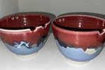 Set Of 2 Don Brimberry Pottery Rice Bowl With Chopsticks Holders Artist Signed. Fixed Price $19.99.