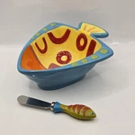 Pier 1 Imports Go Fish Dish Plate Dip Bowl And Spreader Snacks Nuts Sauce. Fixed Price $16.50.