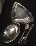 Massive Vintage Lenox Vibe Polished Aluminum Salad & Condiment Set. Fixed Price $82.50.