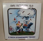 Clay Design Gary Patterson King Of The Grill 6" Stoneware Square Trivet. Fixed Price $9.80.