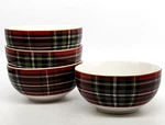 222 Fifth Wexford Red Tartan Plaid Cereal Soup Bowl Porcelain Christmas Set Of 4. Fixed Price $48.00.