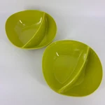Zak Designs Divided Serve Bowl Pair Melamine Avocado Green Mcm. Fixed Price $14.71.