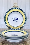 Mikasa Firenze SL110 8.75 Blue Yellow Rim Soup/pasta Bowl Set Of 4 Portugal. Fixed Price $45.00.