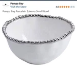 Pampa Bay Porcelain Salerno Small Bowl. Fixed Price $15.99.