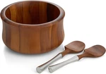 Nambe Nara Salad Servers 3-PC Set Wooden Bowls With.... Fixed Price $125.00.