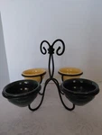 Longaberger Wrought Iron Server Caddy W/ Bowls, Desserts Tacos Condiment Retired. Fixed Price $29.95.