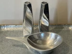 Vintage Namb Trio Handled Scoop Bowl & Fred Bould "twist" Candlesticks. Fixed Price $30.00.