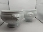 Bistro By Over And Back Lions Head White Porcelain Pedestal Dish SET2 Bowls. Fixed Price $28.50.