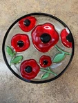 Demdaco Silvestri Glass Fusion Plate 11" Round Poppy Party Decor Dish Vintage. Fixed Price $22.99.