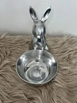 Easter Bunny W/ Attached Bowl Shiny Silver Finish Aluminum 7" Crate & Barrel. Fixed Price $25.00.