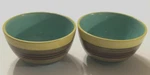 Nancy Green (2) Certified Intl Pinata Vintage Striped Turquoise Cereal Bowl 5.5". Fixed Price $16.76.