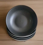 Pure Living Black Bowls Pasta Soup Salad Stonewear 8" Interior Design Matte 4PC. Fixed Price $20.95.