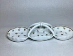 I. Godinger & Co. "rosebud" 3-SECTION Basket Handle Porcelain Server #4521. Fixed Price $12.00.