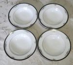 Landon By Noritake Set Of Rim Soup Bowls 9" Floral 4111 Teal Band Gold. Fixed Price $44.00.