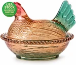 Glass Chicken Candy Dish With Lid Vintage Hen On Nest Clear Decorative Bowl. Fixed Price $34.99.