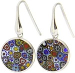 Authentic Italian Venice Murano Glass Earrings Millefiori Flower .925 Silver. Fixed Price $63.34.