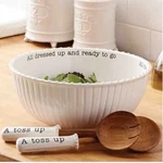Mud Pie Circa Ceramic Salad Set White Ribbed 11" Round Edge All Dressed Up. Fixed Price $69.97.