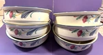 Six (6) Lenox Chinastone Poppies Blue 6.25" Rimmed Soup / Cereal Bowls. Fixed Price $36.99.