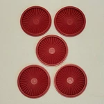 (5) Tupperware Servalier 5" Starburst Replacement Lids 812-34 Red New. Fixed Price $17.77.
