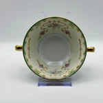 4 Vintage Noritake Soup Bowls Double Handle Floral Gold Green Trim Japan N238. Fixed Price $80.00.