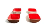 Vintage Woodard & Charles Red Ice Cream Dish Set Of 4 Thailand. Fixed Price $15.99.