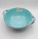 Tommy Bahama Melamine Serving Salad Bowl Rustic Crackle Turquoise W/tuscan Spatt. Fixed Price $38.61.