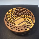 Handcrafted Segmented Wooden Bowl Carved Wave Lattice Design 6 Artisan Deco. Fixed Price $24.99.