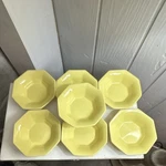 Independence Ironstone Interpace Yellow Geometric Ceramic Bowls Set Of 6 Japan. Fixed Price $21.00.