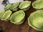 Hom Green Ceramic Leaf Pattern Bowls Set Of 8 Round Dessert Snack Dishes Kitchen. Fixed Price $49.99.