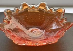 Vintage Murano Style Amber Orange Art Glass Bowl Bullicante Controlled Bubble. Fixed Price $89.99.