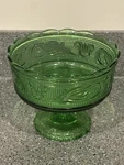 Vintage Eo Brody M6000 Green Glass Pedestal Compote Candy Dish Fruit Bowl. Fixed Price $7.50.