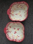Temp-tations By Tara Old World Cranberry Red 16OZ Ceramic Ramekin Bowls Set Of 2. Fixed Price $27.00.