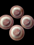 Royal Currier & Ives Pink White Ceramic Bowls Set Of 4 Round Pottery. Fixed Price $27.99.