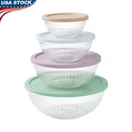 8-PIECE Glass Mixing Bowl Set Dishwasher Safe Stackable Microwave Oven. Fixed Price $38.74.