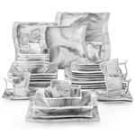 Malacasa Series Flora Dinnerware Set Porcelain Dishware Wave-shape Tableware. Fixed Price $29.99.