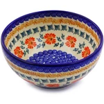 Polish Pottery Bowl 6" Red Cornflower. Fixed Price $59.99.