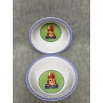 Peter Rabbit Childrens Bowls Set Of 2 Melamine Blue Gingham Trim. Fixed Price $8.99.