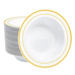 100 Pcs Plastic With Gold Rim, 12OZ Premium Heavy Duty Soup Bowls, Dess.... Fixed Price $40.87.