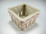 Creative Co-op Stoneware Berry Bowl Gloss Finish White/red Accent 4" Square. Fixed Price $20.00.