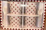 Crofton Porcelain 4-PIECE Bowl Set With Spoons, Red Polka Dot, Dishwasher Safe. Fixed Price $20.00.