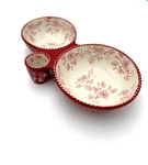 Temp-tations By Tara Red Floral Lace 3 Part Tapas Serving Dish Temptations Bowl. Fixed Price $24.99.