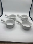 Tauci French Onion Soup Bowls 15 Ounce Ceramic Set Of 4 White Handles Gumbo. Fixed Price $46.75.