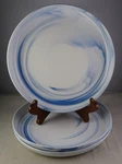 Three Artisanal Kitchen Supply Coupe Blue Marble Swirl 8" Salad Plates. Fixed Price $36.70.