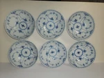 Royal Copenhagen-blue Fluted Half Lace- 6 Coupe Cereal Bowls- 1/4". Fixed Price $450.00.