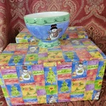 Sango Sweet Shoppe Christmas Snowman By Sue Zipkin Set Of 4 Ice Cream Bowls. Fixed Price $22.99.