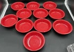 Fiestaware Set Of 11 7" Salad Cereal Soup Desert Bowls Red Hlc Rim. Fixed Price $169.00.